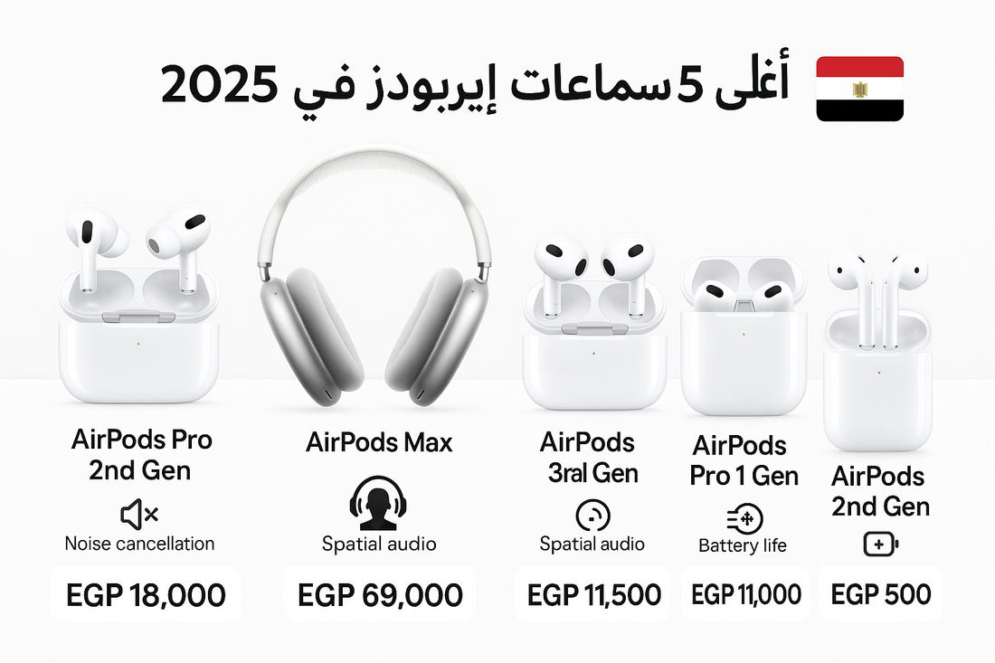 أغلى 5 سماعات إيربودز في مصر 2025 | الأسعار والمميزات